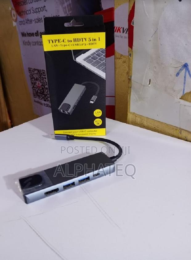 5 in 1 USB Type C Hub Hdmi USB C Rj45 Lan Port