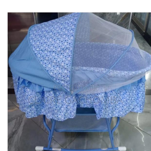 Classy Foldable Baby Bassinet/Crib With Wheels -Blue - main view