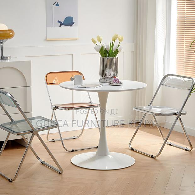 Dining Tables: Round Modern Marble Manufactured Dining Table - thumbnail 4