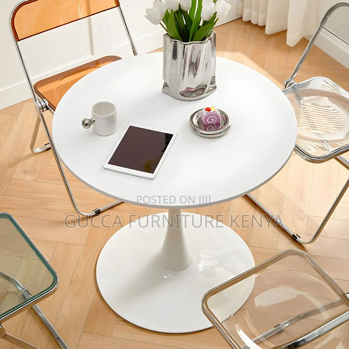 Dining Tables: Round Modern Marble Manufactured Dining Table