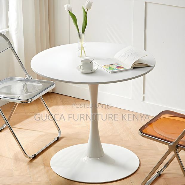 Dining Tables: Round Modern Marble Manufactured Dining Table - thumbnail 6