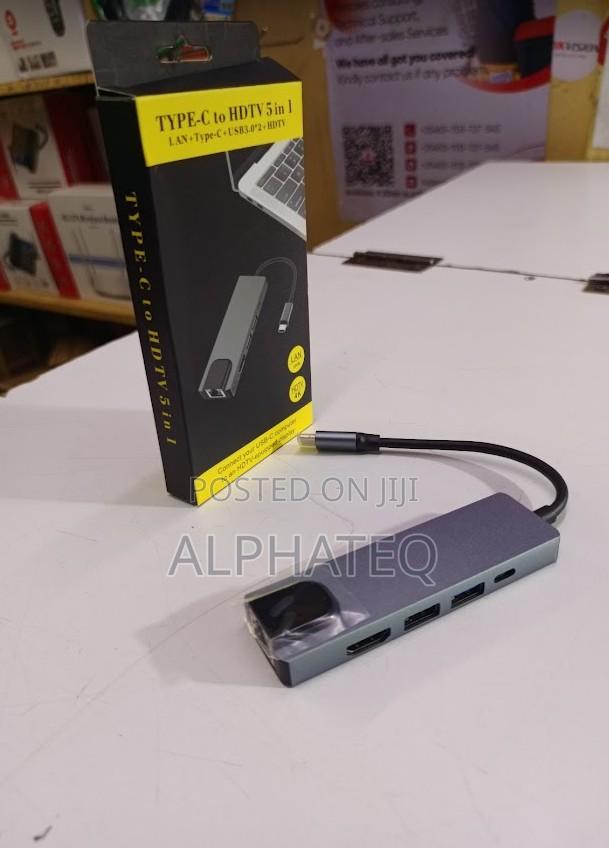 Type-C to 5-in-1 USB C Adapter With USB C to Hdmi, Lan
