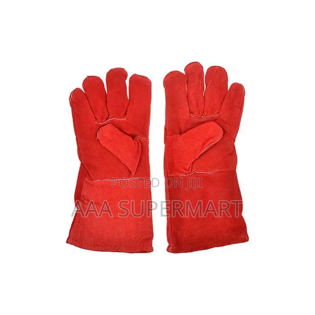 Leather Gloves 16" Red Ttst With Denim