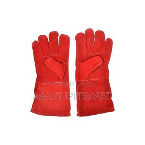 Leather Gloves 16" Red Ttst With Denim - thumbnail 2