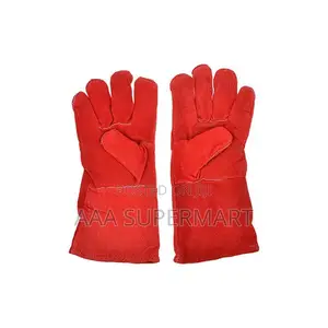 Leather Gloves 16" Red Ttst With Denim