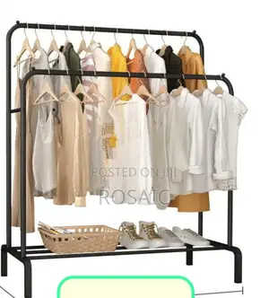 Double Pole Clothing Rack With Shoes Rack