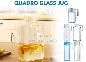 Quadro Glass Fridge Water Juice Jug/Pitcher With White Lid