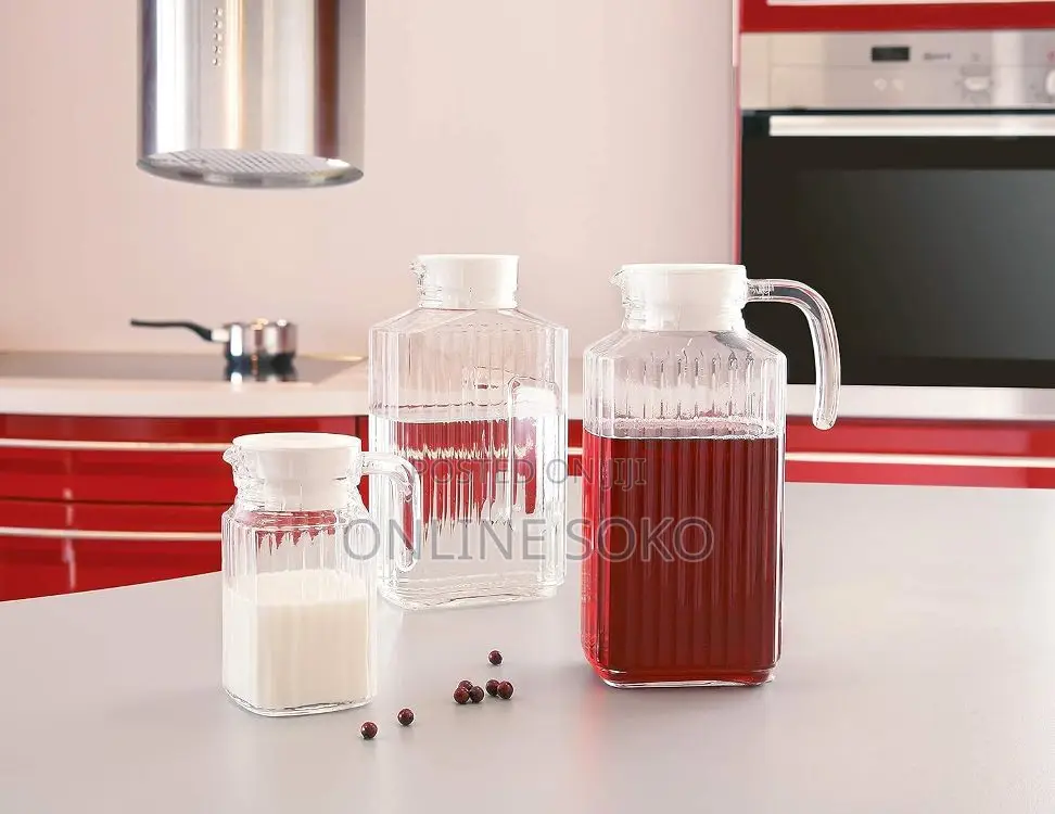 Quadro Glass Fridge Water Juice Jug/Pitcher With White Lid