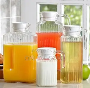Quadro Glass Fridge Water Juice Jug/Pitcher With White Lid