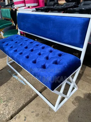 Blue Velvet Waiting Bench