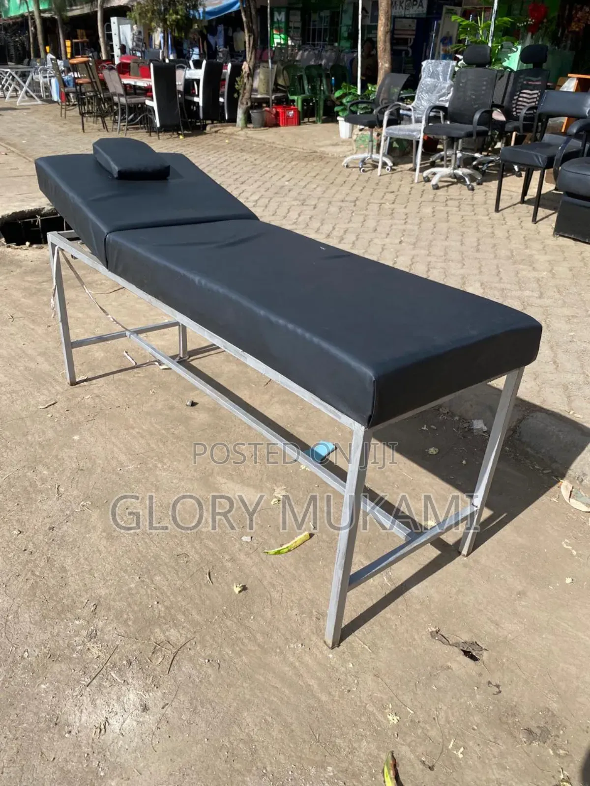 Black Leather Massage Bed