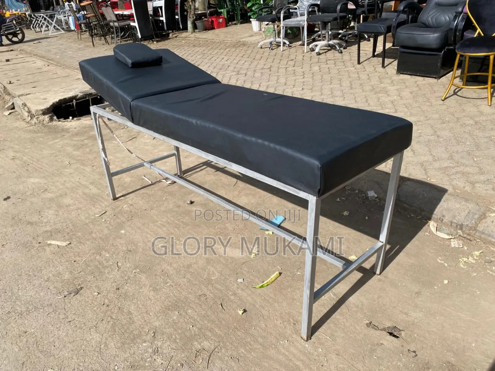 Black Leather Massage Bed