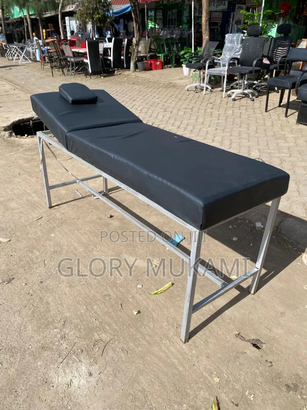 Black Leather Massage Bed