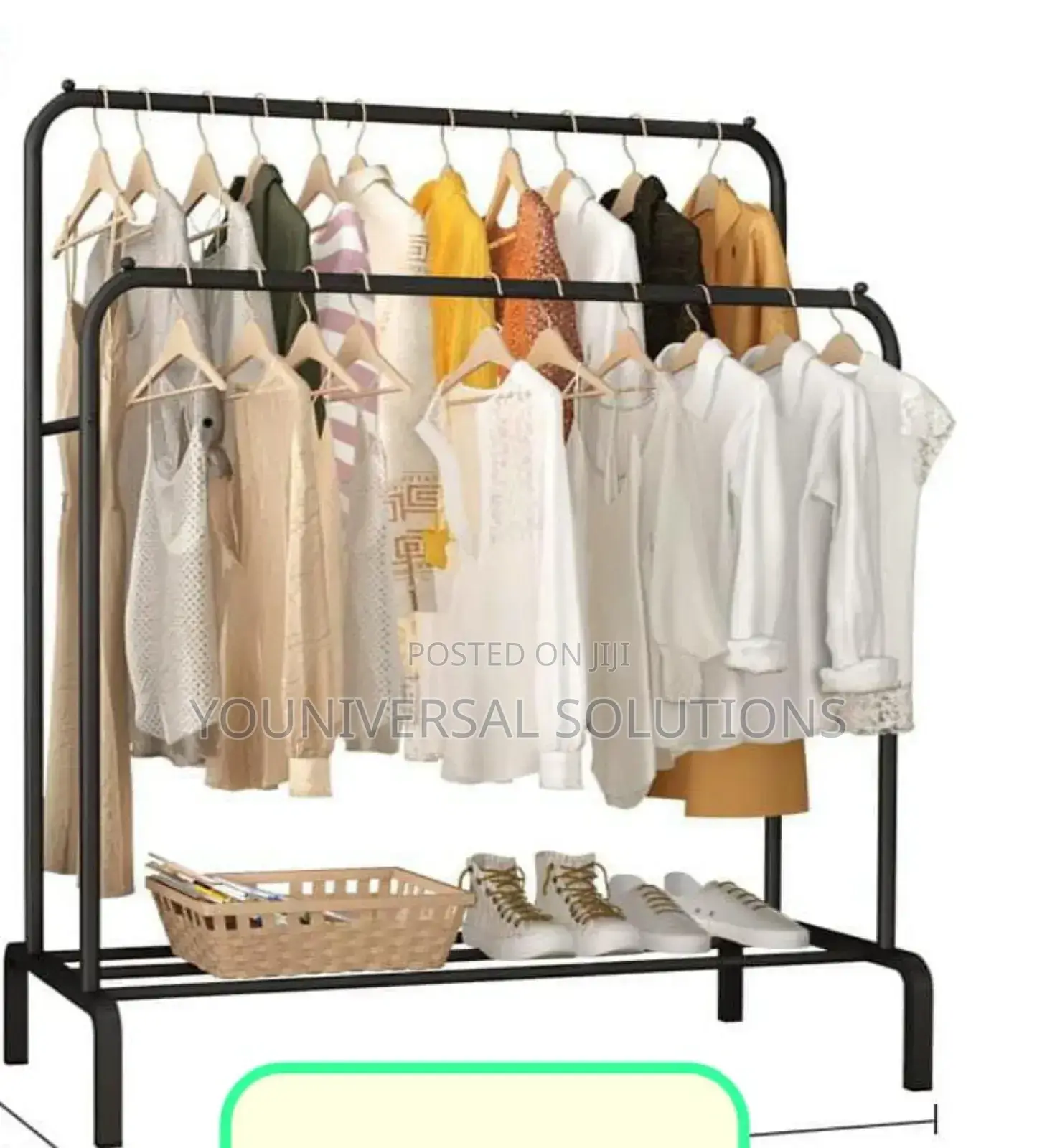 Double Pole Clothing Rack With Shoes Rack