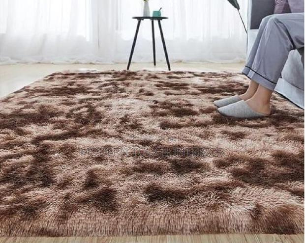 Brown Patched Fluffy Carpet - main view