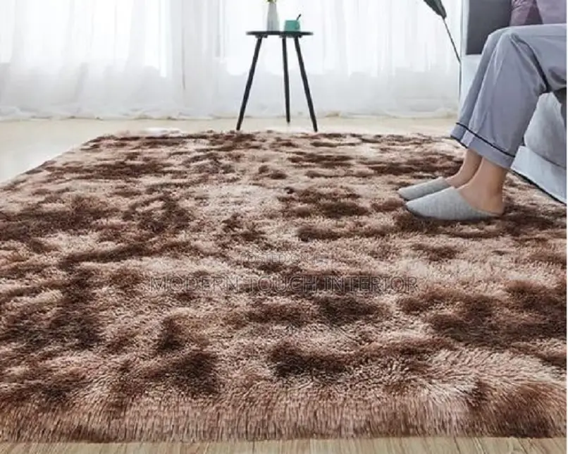 Brown Patched Fluffy Carpet