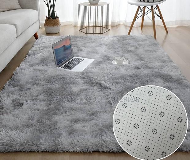 Light Grey Patched Fluffy Carpet
