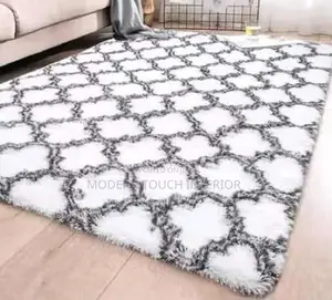 Black and White Fluffy Carpet