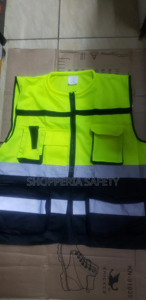 Round Neck Executive Luminous Green Reflector Vests - main view
