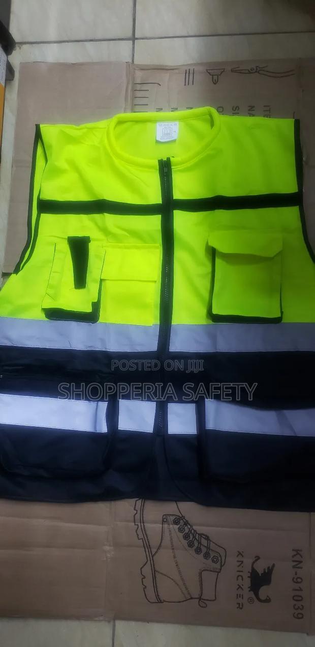 Round Neck Executive Luminous Green Reflector Vests - thumbnail 2