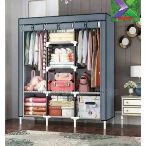 3 Columns Portable Wooden Wardrobe