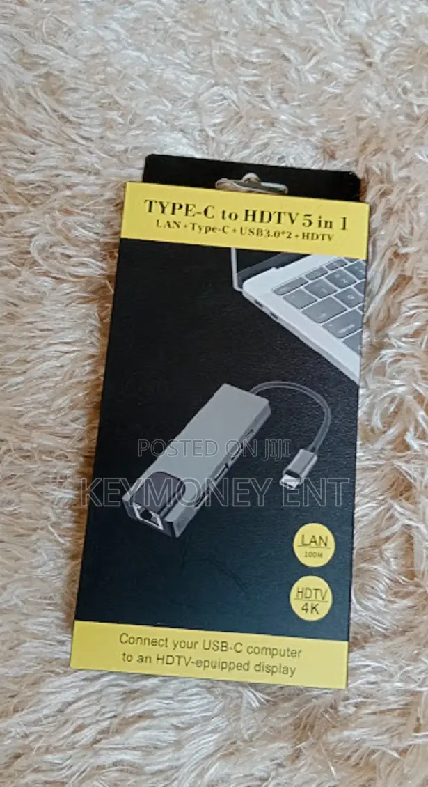 Type-C to HDMI 5 in 1 Adapter With USB 3.0 Rj45 Ethernet
