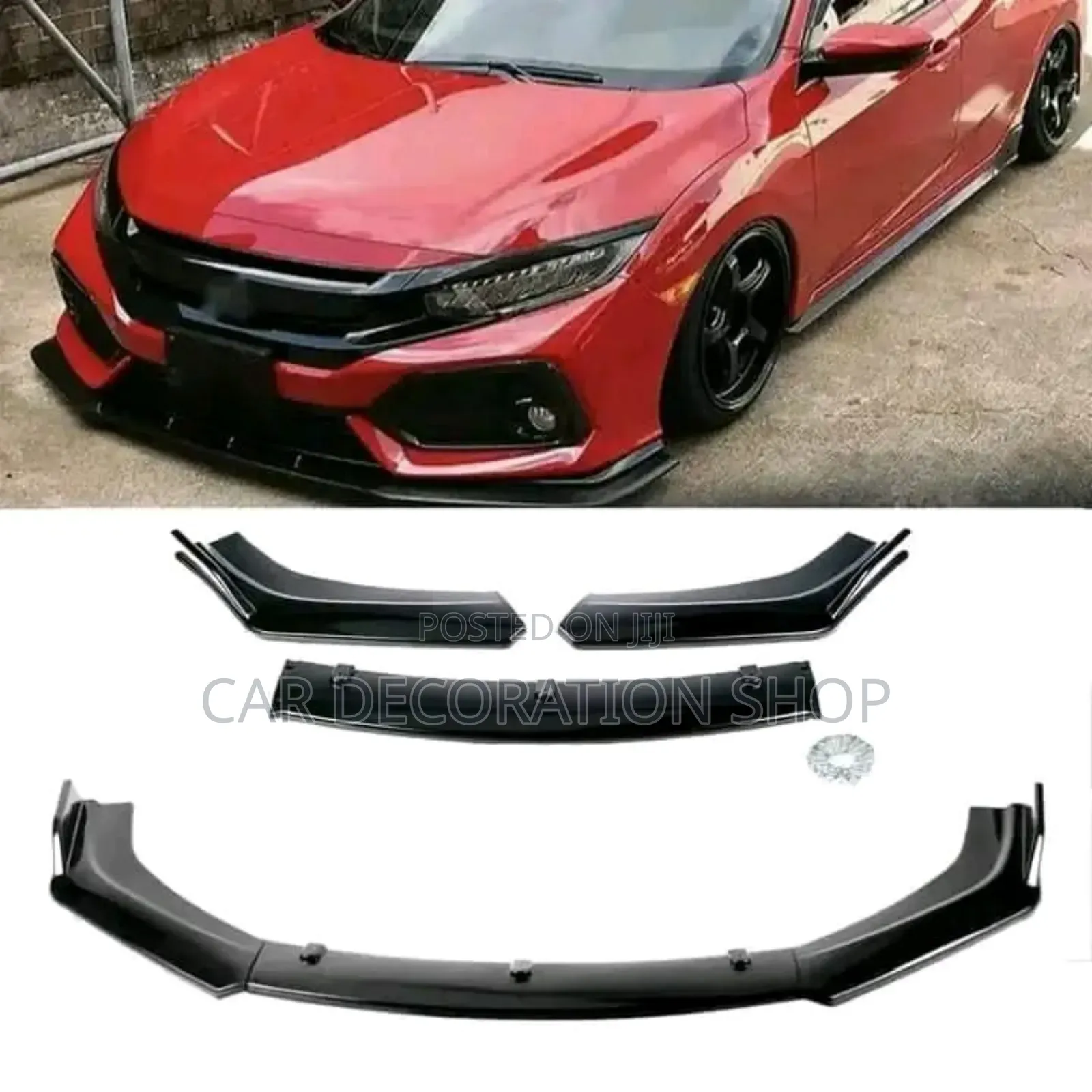 Gloss Black Plain Adjustable Front Bumper Lip Decoration