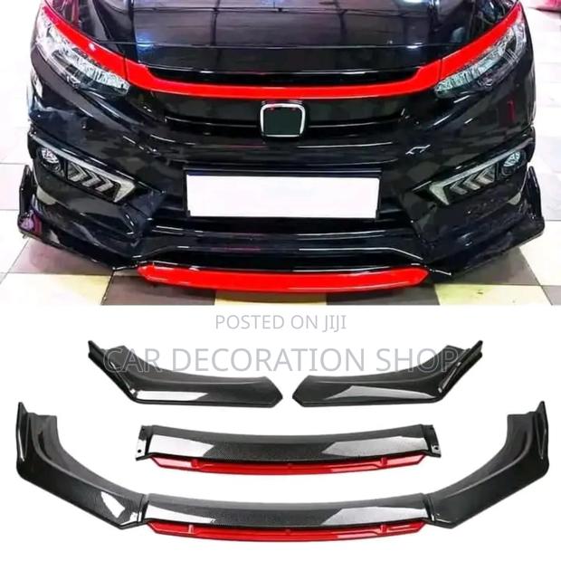 Black With Carbon Finish Front Adjustable Front Lip With Red