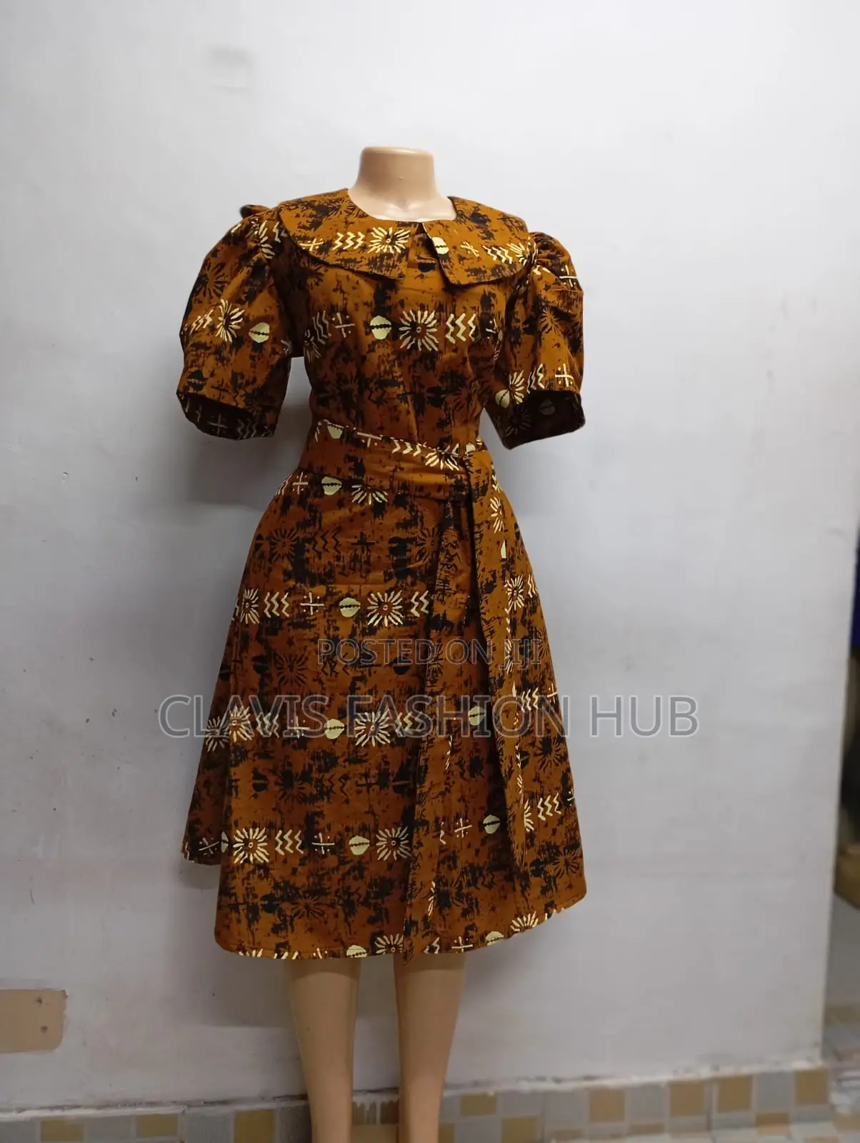 Short Brown Kitenge Dress