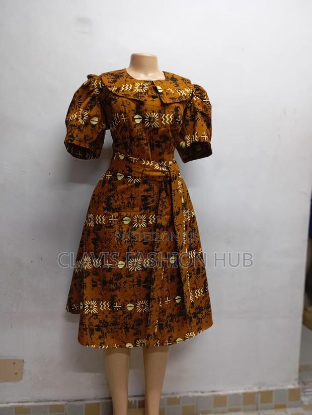 Short Brown Kitenge Dress - thumbnail 2