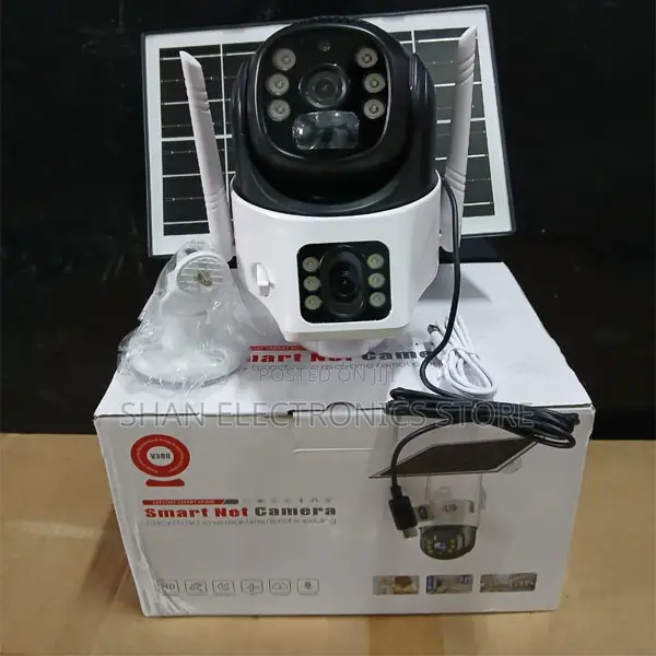 Triple-Screen Solar-Powered Surveillance Camera Day-Night Fu