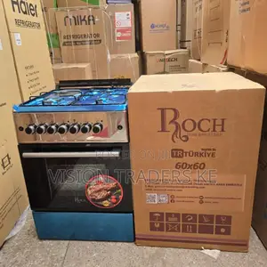 60*60cm Roch Silver 3G+1E Standing Cooker Electric Oven.