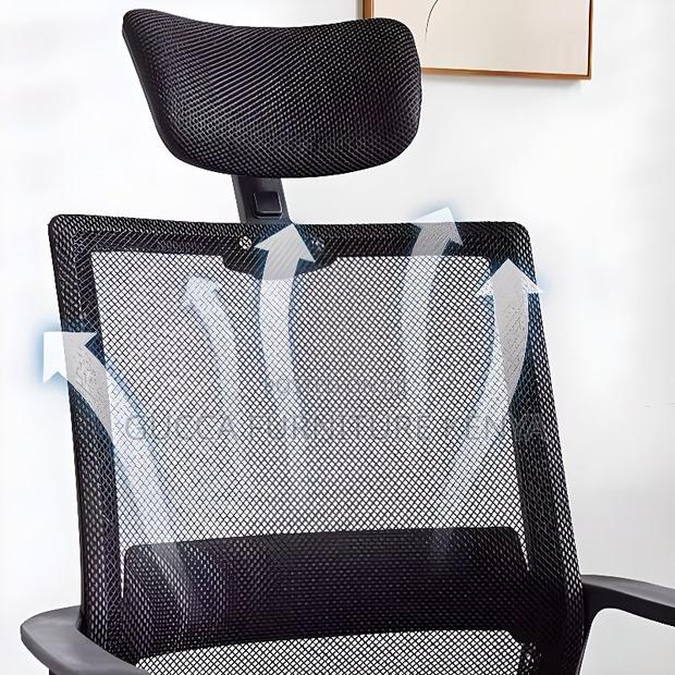 Office Chairs:Ergonomic Midnight Black Highback Office Chair - thumbnail 3