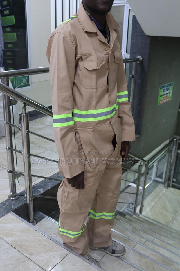 Beige Reflective Safety Overall - main view