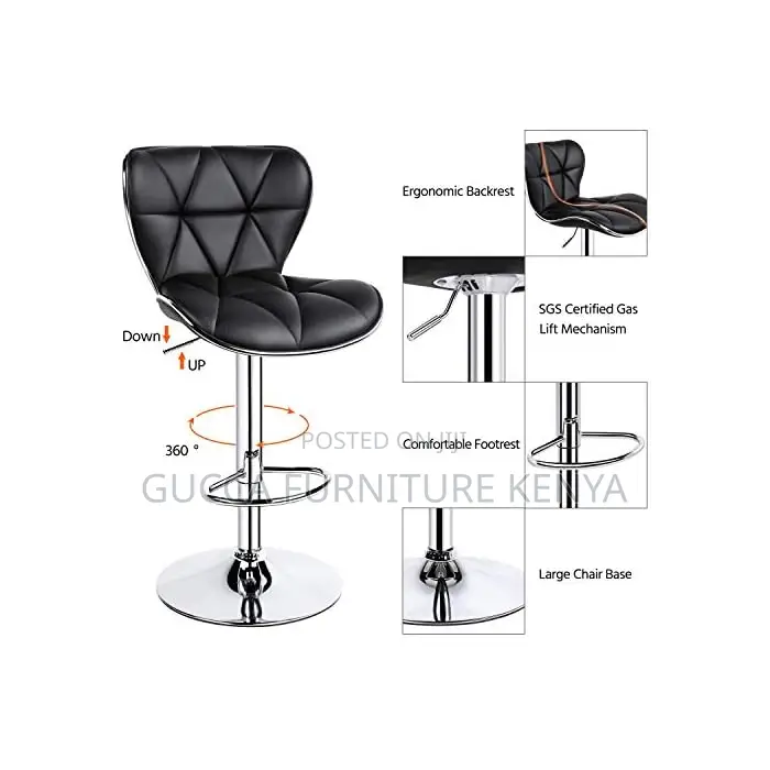 Home Chairs:Height Adjustable Pu Leather Padded Barstool