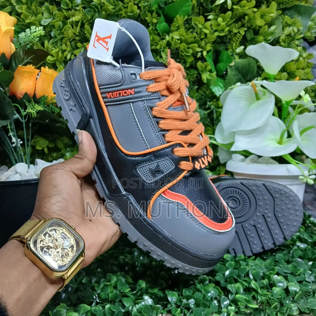 Lv Trainer Maxi Orange Black Sizes. 40-44