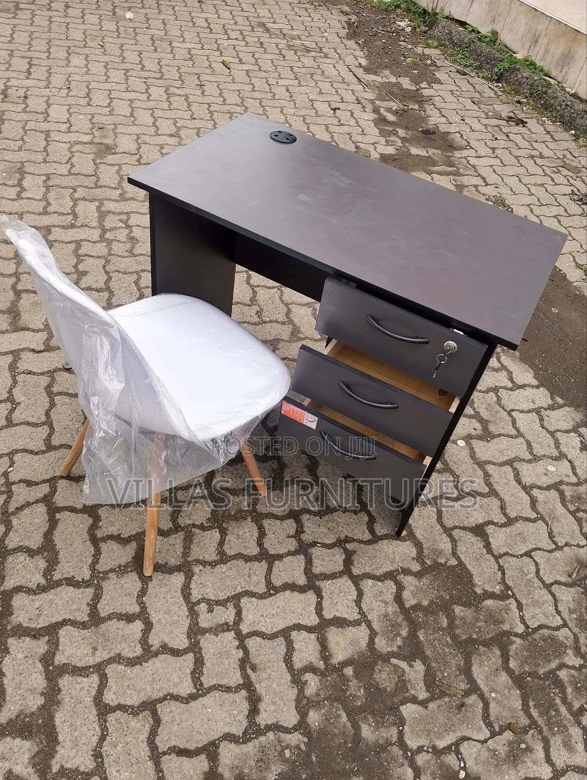 White Eames Chair and 0.9 Study Table