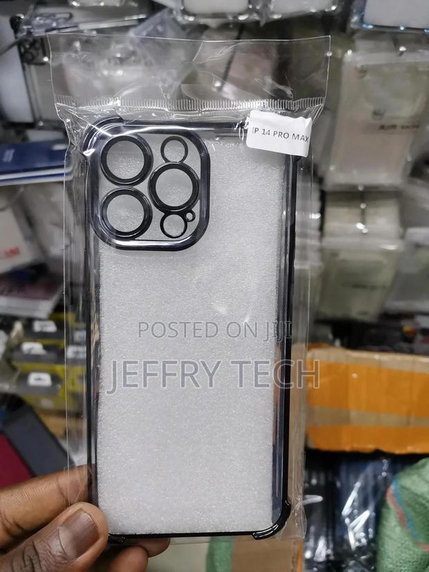 iPhone 14 Pro Max Black Edges Clear Back Case Cover - thumbnail 2