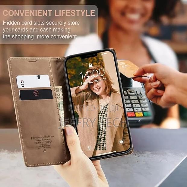 Case for iPhone 16 Pro Max, Wallet Case Matte Leather, Folda - thumbnail 3