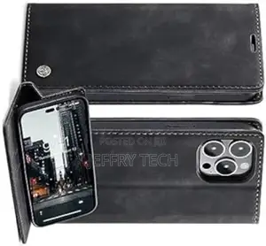 iPhone 16, Wallet Case Matte Leather, Foldable Stand, Full