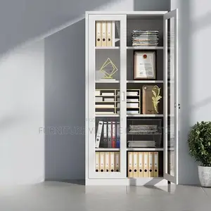 2-Door Metallic Full Glass Office Storage/ File Cabinet
