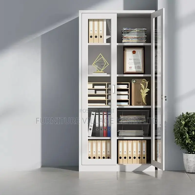 2-Door Metallic Full Glass Office Storage/ File Cabinet