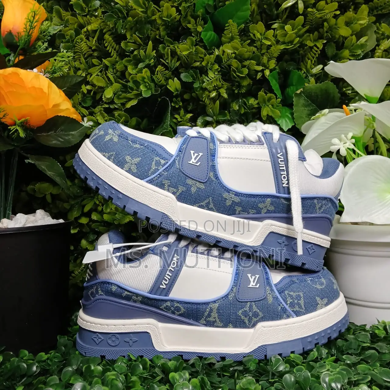 Lv Trainer Maxi' Denim Blue White'