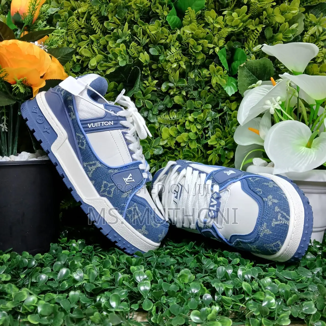 Lv Trainer Maxi' Denim Blue White'