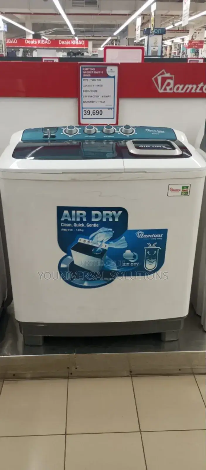 Ramtons Rm-116 10kgs Twin-Tub Washing Machine