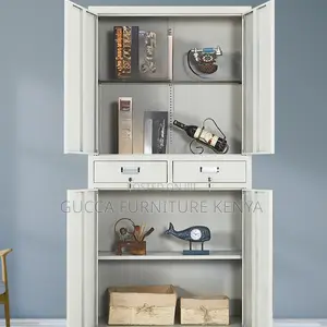 Cabinets:2-Door Steel Dove Grey Office Storage Cabinet