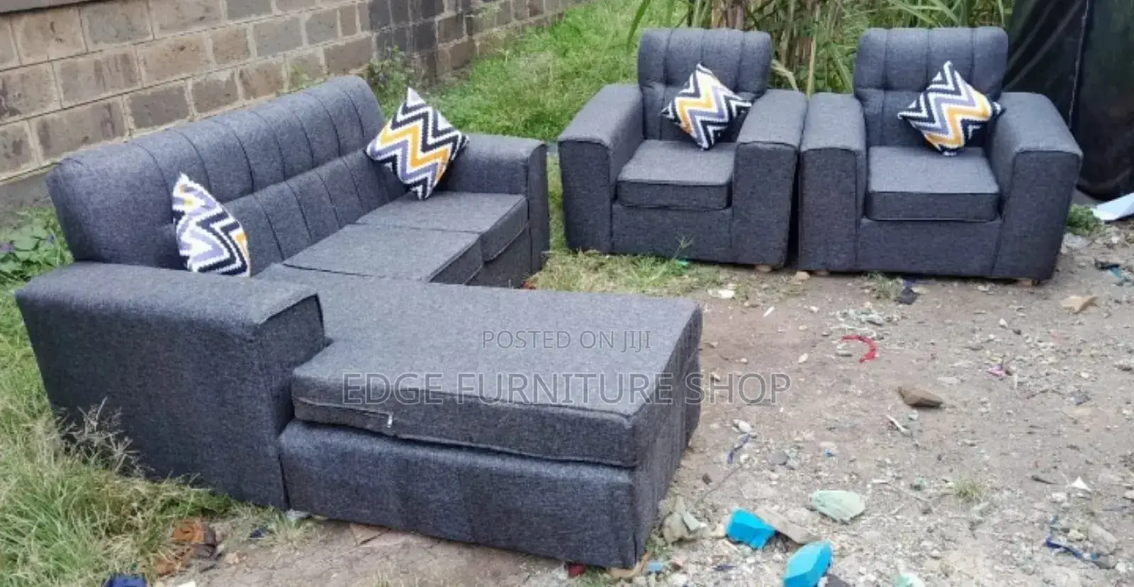6 Seater Grey Sofa Set Ready for Sale