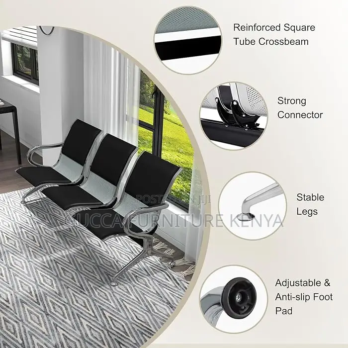 Benches:3-Link Padded Waiting Lobby Office Bench