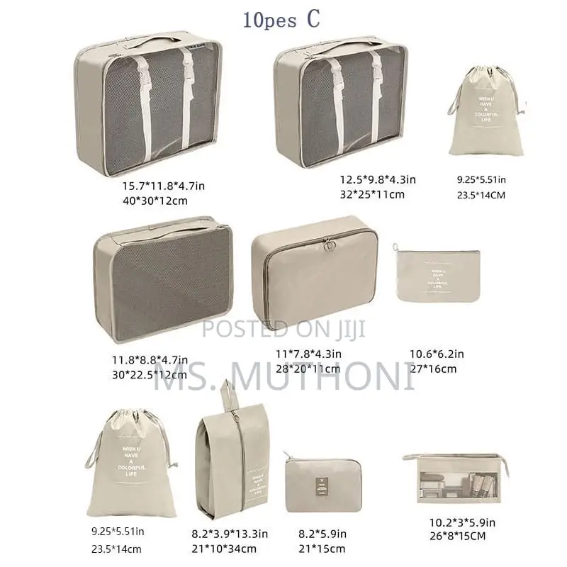 Stylish 10pcs Luggage Travel Organizers for Suitcase