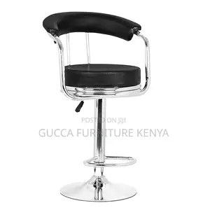 Home Chairs: Adjustable Leather Barstool With Back and Arms